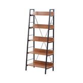 Raft metalic 60x35x149 cm cu polite din MDF melaminat, 15 mm grosime, maro stejar,  HARO